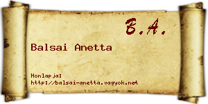 Balsai Anetta névjegykártya